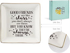 HOME SMILE Good Friends Bestie Birthday Gifts for Women Her Ring Trinket Dish Jewelry Tray-Good Friends are Like Stars - You Don't Always See Them But You Know They're Always There, Friendship Gifts
