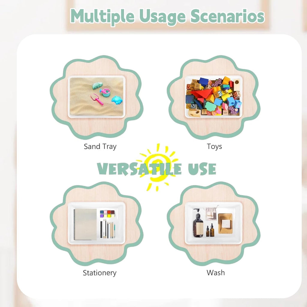 Turn in Trays Classroom, 6 Pack White Paper Trays for Classroom with Colorful Labels, Thick Plastic Storage Bins,Paper Bins for School, Office Organization, Letter Size Flat Storage Tray