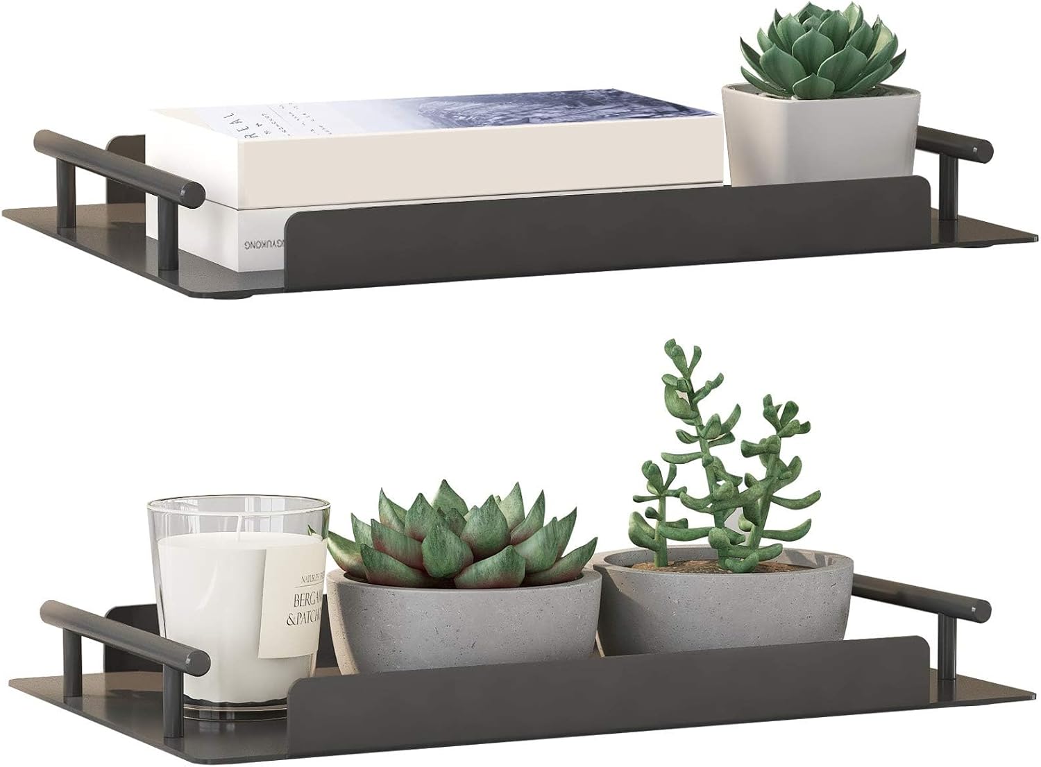 Bathroom Organizer Countertop,Counter Decorative Tray Cosmetic Organizer,Countertop Storage Shelf for Bathroom, Kitchen, Living Room, Bedroom, Dressing Table (2 Counts)