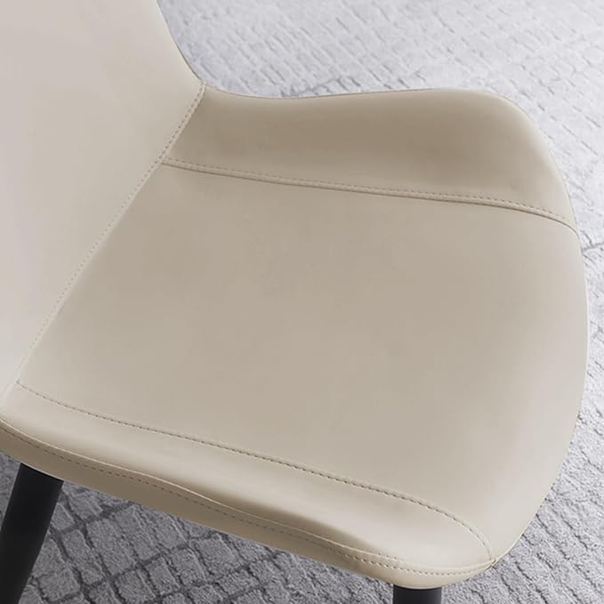Dining Chairs, Modern PU Leather Dining Room Chair with Sturdy Metal Legs, Upholstered Seat Dinner Chairs Accent Side Chairs for Indoor Kitchen Living Room (Light Grey, Set of 8)