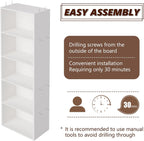 Wooden 5 Cube Storage Organizer, White 5 Tier Bookcase Bookshelf Freestanding Storage Display Organizer, Versatile Cubes Open Shelf and Cubby Unit for Living Room, Home Office, Dinning Room 15.7inch