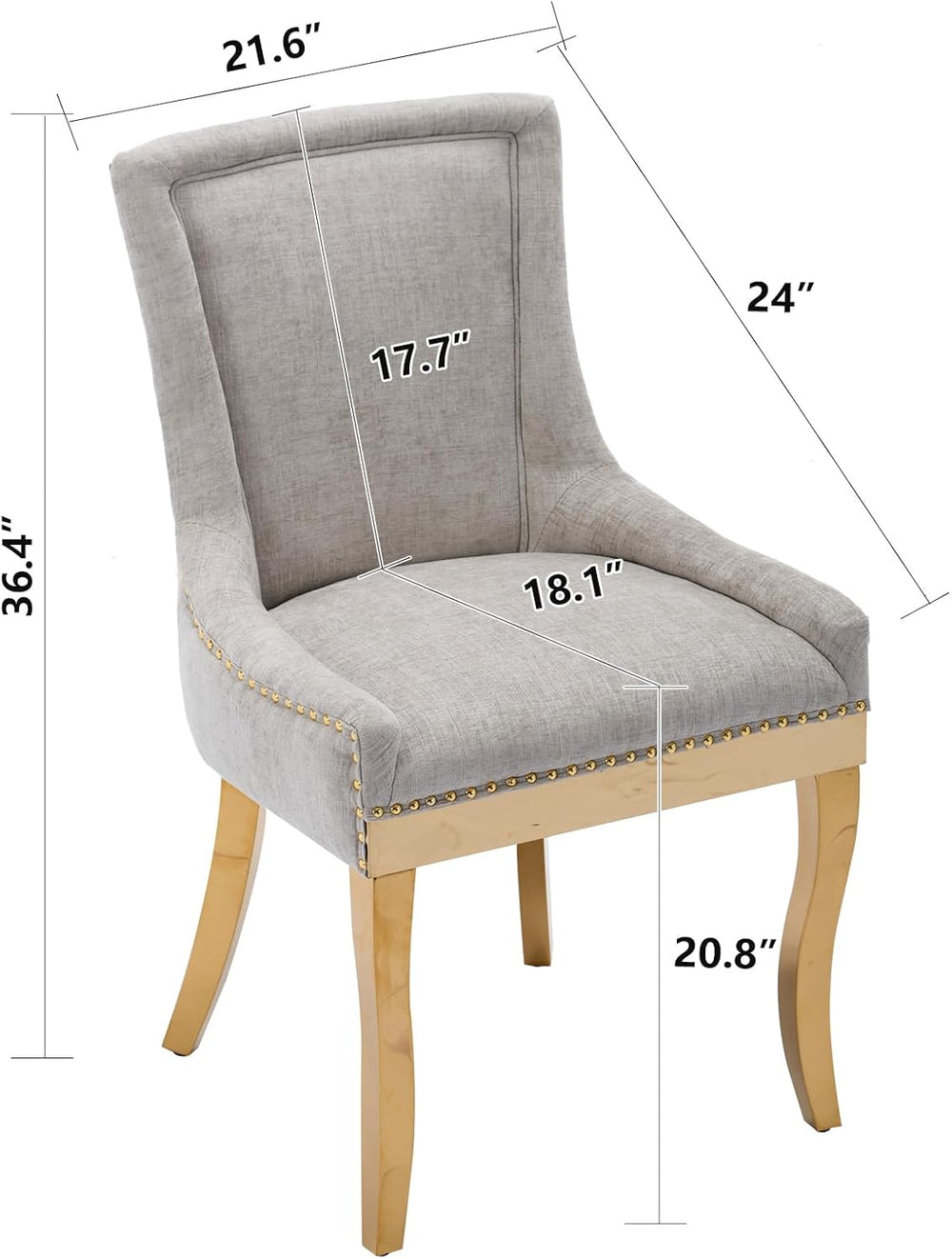 Aoowow Luxury Fabric Upholstered Side Chairs for Kitchen Set of 2, Sillas de ...