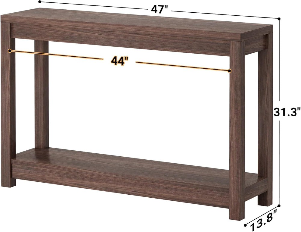 Besiost 47" Farmhouse Wood Entryway Table Narrow Console Table with Stor...