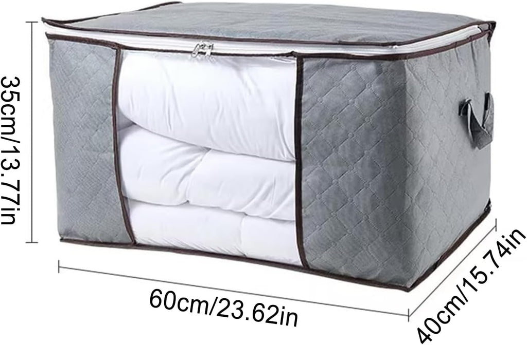 Comforter Storage Bags Boxes with Lid, Large Capacity Solution Organizer, Closet Organizers and Storage Containers Bins for Clothes, Duvets, Blankets, Pillow, Quilt, Bedding, Toys