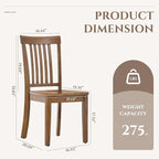 COLAMY Farmhouse Dining Chairs Set of 2, Light Brown Wooden Dining Room Chairs, Windsor Spindle High Back Side Chairs, Armless Rubberwood Kitchen Table Chairs