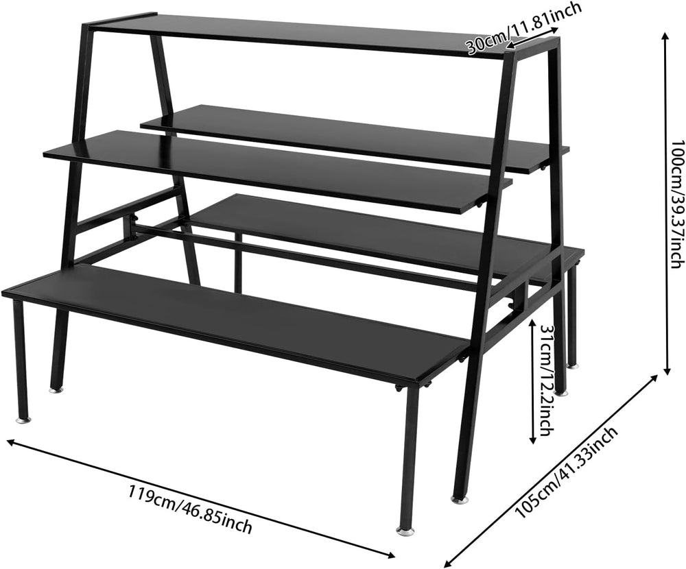 3 Tier Metal Shoe Handbag Display Stand, Heavy Duty Double-Sided Display Tabl...