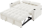 ERYE 64" W Full Size 3 in 1 Convertible Sleeper Sofabed W/Cupholders and USB Ports, Modern Velvet Upholstered Loveseat Sofa with Pull Out Sleep Couch Bed and Reclining Backrest for Home Apartment RV