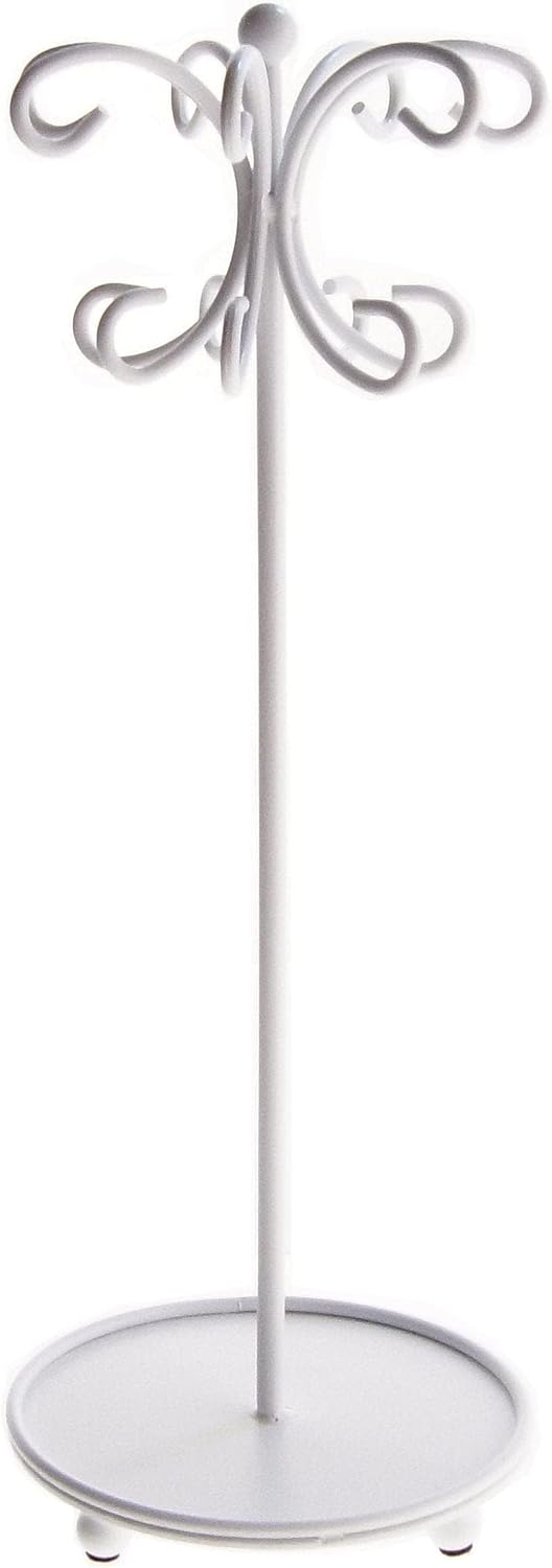 Angelynn's Sturdy Long Necklace Holder Organizer Tall Tabletop Pendant Display Stand, Freestanding Jewelry Tree, Ava White 6" Wide x 16 1/2" Tall