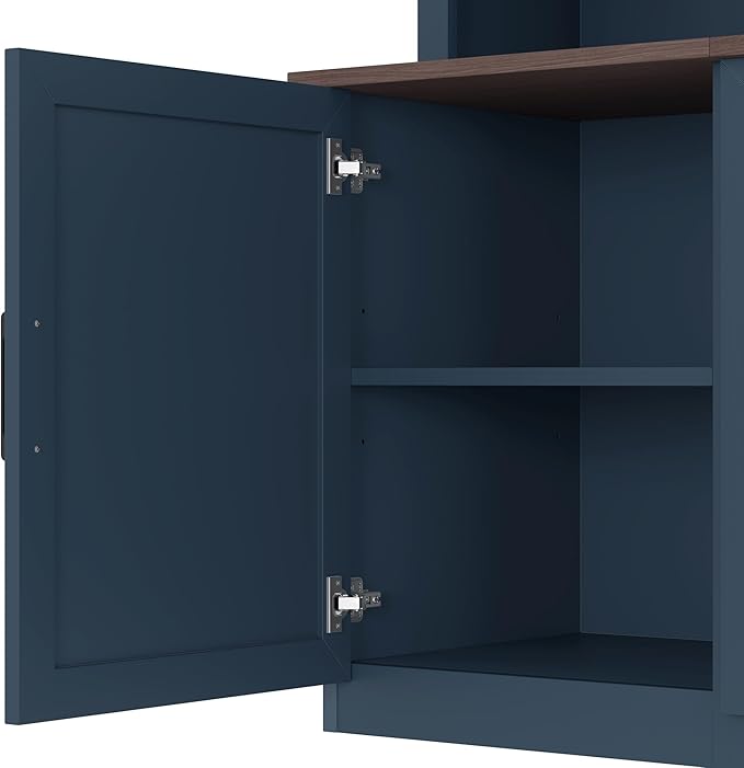 Wall Unit Entertainment Center with Charging Station and USB Charging for TVs, TV Stand with Large Storage Cabinet, Modern TV Stand Media Console with Cabinets (Blue/T)
