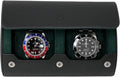 DailyWatch | Watch Roll Travel Case For 2 Watch | Luxury Watch Case In Genuine Black Leather With Soft Velvet Interior | Watch Case Protect, Store, & Display Your Watches | Black Green
