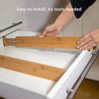 Fabsome Drawer Divider 6 Pack, Bamboo Kitchen Dividers Organizers Adjustable 17''-22'', Wooden Dresser Separators for Nursery Organization Clothes Socks Underwear Baby Clothing, with Soft Foam Ends