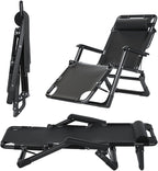 Oversized Gravity Chair, XL Lounge Chairs for Outside, Folding Reclining Camping Chair for Deck, Yard, Porch,