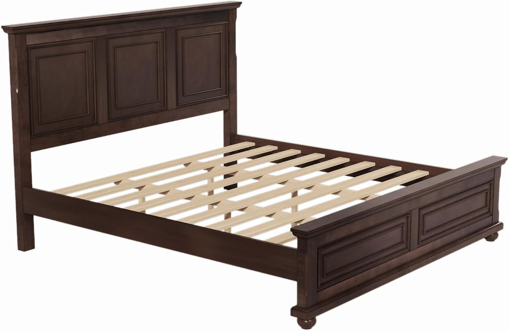 LUMISOL Mid Century Wood Platform Bed Frame, King Size Bed Frame with Headboa...