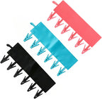 Mini Clothespins Travel Hangers 3-Pack: Foldable Portable Clothes Hangers w/ 6 Clips for Swimsuit, Towel & Sock Drying Rack - Cruise, Dorms, Travel (Black, Blue, Red)