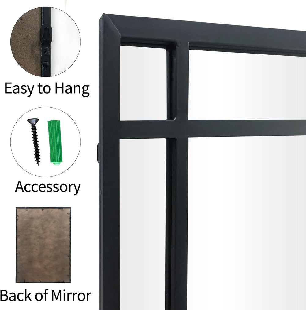 HQiJun Black Rectangle Mirror, Farmhouse Decorative Wall Mirror for Entryway,...