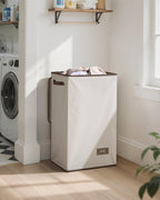 SOLEDI Laundry Hamper with Lid 90L Large & Tall Collapsible Laundry Basket, Clothes Hamper with Bag Removable Easy to Carry, Dirty Hampers for Bedroom, Bathroom, Dorm, College, Beige