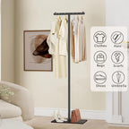 T-Shaped Metal Rack Stand,Modern Clothes Rack With Rock Slab Base,60.3Inch Freestanding Clothing Rack Stand,Suitable For Boutiques, Entryway, Bedroom, Living Room, Hallway,（ 60.3 Black）