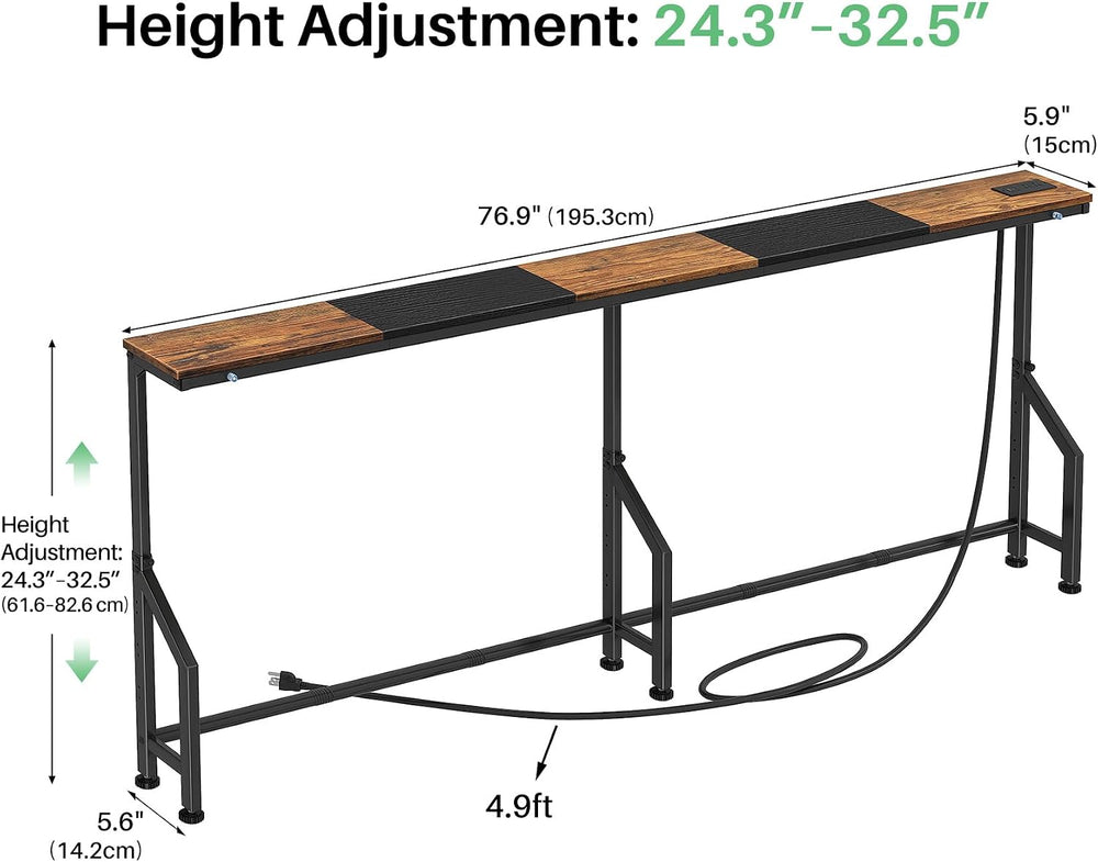 Kitstorack 76.9" Narrow Console Table with Power Outlet for Living Room ...