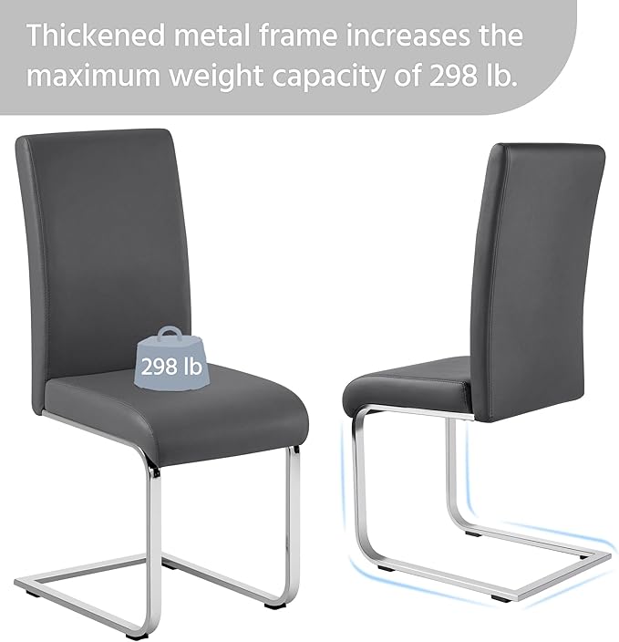 Yaheetech Dining Chairs Set of 2 Modern Faux Leather Upholstered Dining Room ...