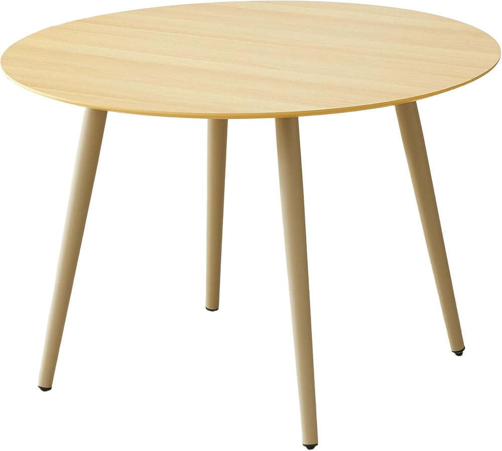 HIPIHOM 43.3 Inch Cream Round Dining Table for 4, Space-Saving Dinette Perfec...
