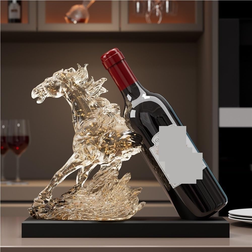 Artistic Horse Wine Rack Sculpture, Resin Countertop Wine Holder, Decorative ...