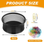 Paper Clip Holder With 50PCS Colored paper clips, 2/4PCS Stackable PaperClip Organizer for Desk,Metal Mesh PaperClip Holders with Non-Slip EVA Pad,for Office Binder Box(4pcs)
