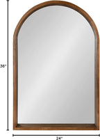 Kate and Laurel Hutton Rustic Modern Farmhouse Arch Mirror, 24" x 36", Natural Wood Finish