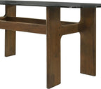 Armen living Ileena Mid-Century Modern 7-Piece Wood Dining Set in Walnut with Tempered Glass Top