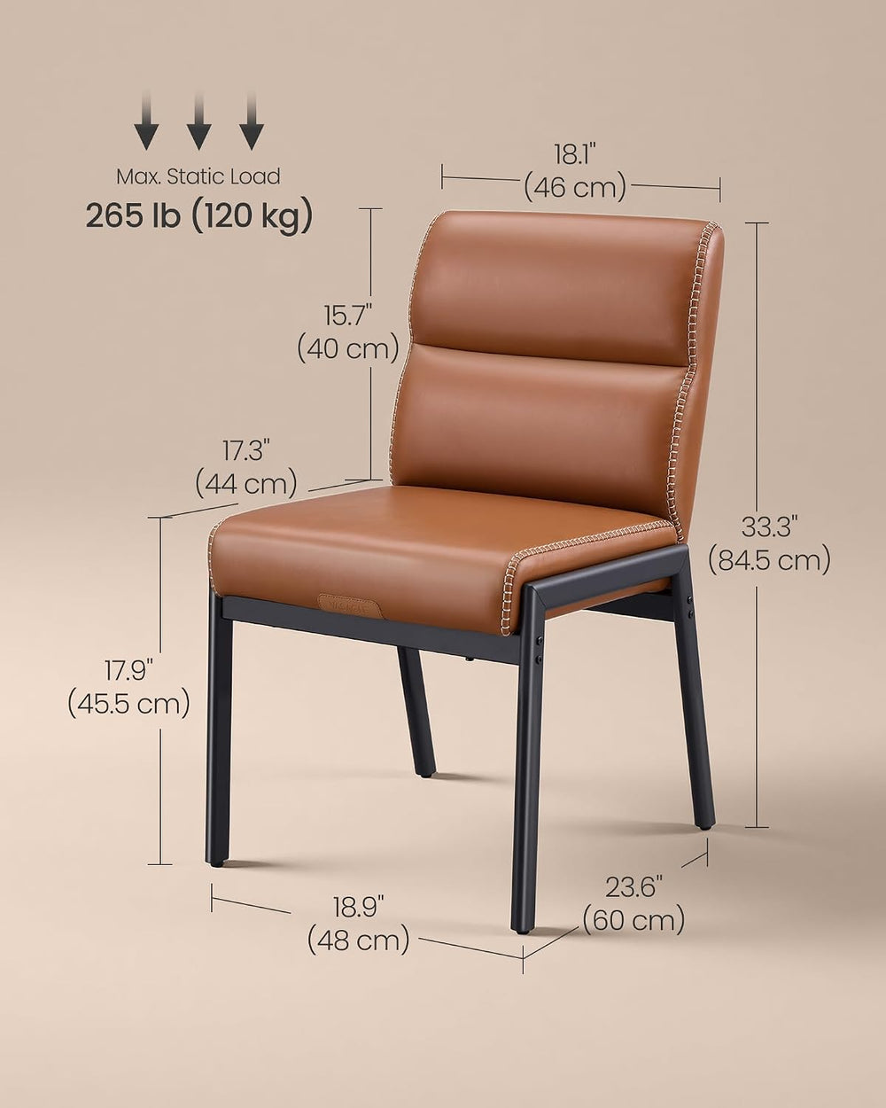 VASAGLE Dining Chairs Set of 4, Upholstered Kitchen Chairs | Synthetic Leathe...
