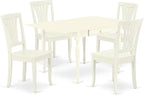 East West Furniture MZAV5-LWH-W 5 Piece Dinette Set for 4 Includes a Rectangle Dining Room Table with Dropleaf and 4 Dining Chairs, 36x54 Inch, Linen White