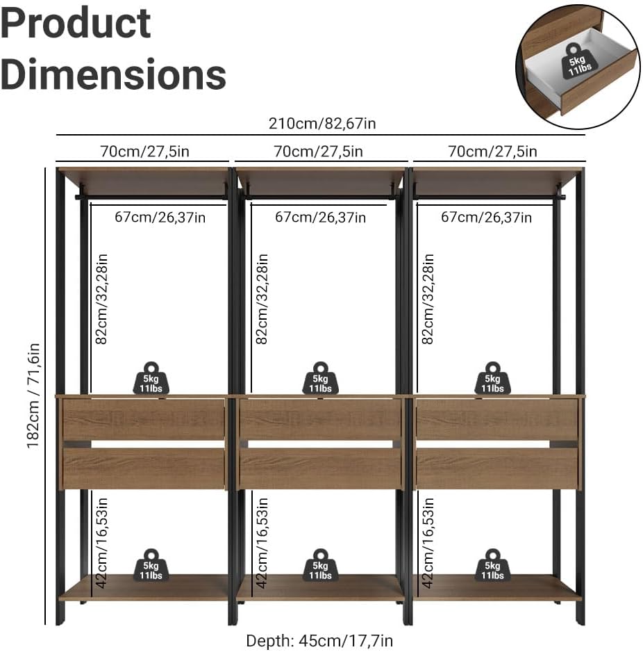 Madesa Kitchen Pantry Storage Rack with 6 Drawers and Hanging Spaces 82"...