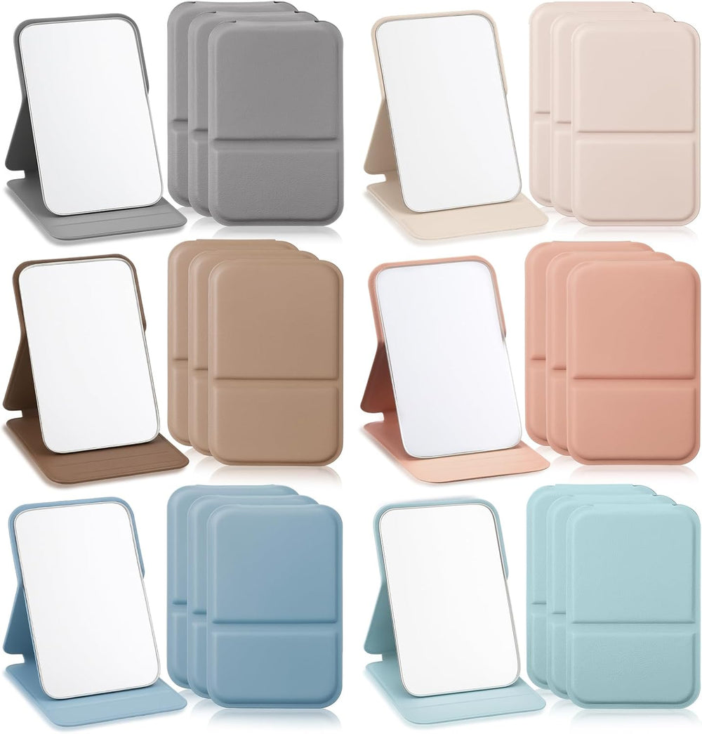 Compact Portable Mirror Bulk, Rectangle, Morandi, 24 Pcs