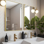 Bathroom Mirror 24"x36", Gold Vanity Mirror with Brushed Metal Frame & Tempered Glass, Rectangle Wall Mirror Mounted, Rust-Resistant for Bedroom, Entryway and Living Room Decor