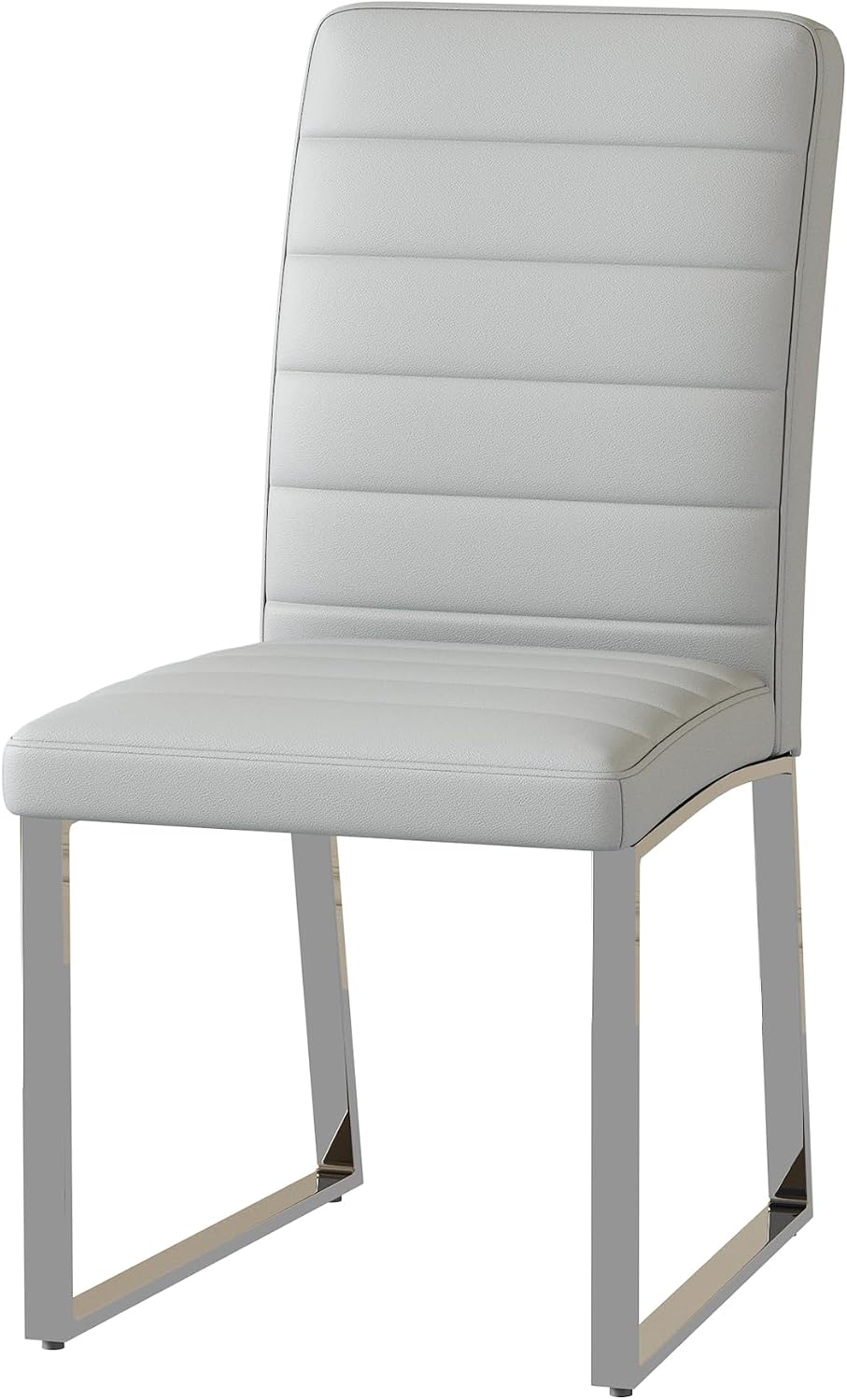 Modern Dining Chairs Set of 6, Grey Faux Leather Kitchen Chairs, Upholstered ...