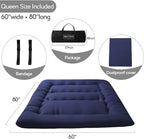 MAXYOYO Japanese Floor Mattress Futon Mattress, 4" Thicken Tatami Mat Sleeping Pad Foldable Roll Up Mat Boys Girls Dormitory Pad Kids Floor Lounger Pillow Bed, Charcoal Grey, Queen Size