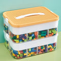 Toys Organizer Storage Case for Lego Box Kids Toy Stackable Building Blocks with Lids Bins Adjustable Lego Storage Containers Plastic Toy Box 2 Layer (Lemon)