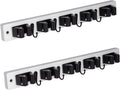 2 Pack Broom Holder Wall Mount With 5 Slots & 4 Hooks，Rustic Wood Broom & Mop Hanger，Wall Mounted Garden & Garage Tool Storage Organizer Rack for Closet Laundry Room or Kitchen Wall Decor White