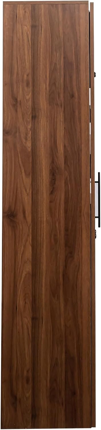 Farmhouse Kitchen Pantry Cabinet with Pull-Out Shelves, 4-Door Storage Organi...