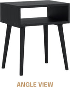 NTC Solid Oak Zoe Nightstand, Mid Century Modern Side Table Bedroom, Bedside Furniture, Night Stand, End Table, Easy Assembly - Burnt Black