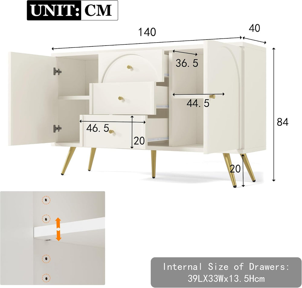 CYJZH Modern Metal Foot Two Door Dining Cabinet, Combining Wood and Metal, Si...