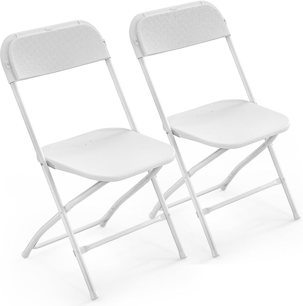 VINGLI 2 Pack White Plastic Folding Chair, Indoor Outdoor Portable Stackable ...