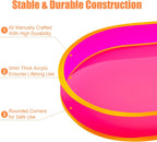 Acrylic Decorative Vanity Tray Perfume Jewelry Trinket Tray for Bathroom Counter Soap Toilet Tank Sink Small Candle Catch All Organizer, 12.6x6.3 Inches, Neon Pink