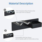 Hair Dryer Holder Wall Mounted, Hair Tool Organizer Wall Mount for Bathroom, Stainless Steel Hair Dryer Holder, Blow Dryer Holder Adhesive/Drilling Hair Dryer and Straightener Holder Black UEMUSI