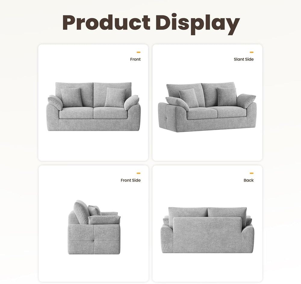 75.6" Cloud Boneless Sofa, Loveseat Couches with 4 Pillows, Modern Livin...