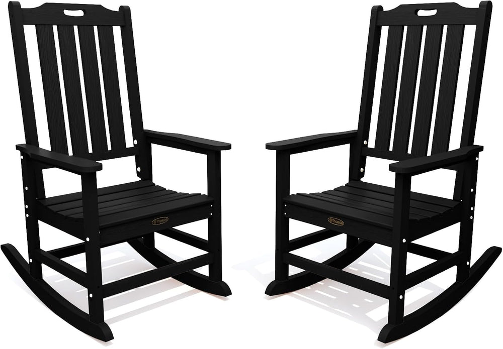 THOEOE Outdoor Rocking Chairs Set of 2, Oversized Patio Rocking Chair | HDPE ...