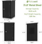 Patiowell 3 x 3 FT Outdoor Storage Shed,Small Garden Tool Storage Shed with Sloping Roof and Single Lockable Door, Outdoor Shed for Backyard Garden Patio Lawn, Black
