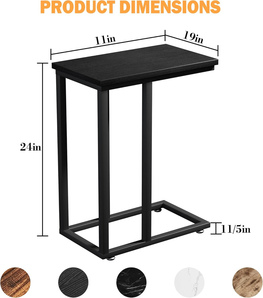 VECELO Universal C-Shaped Side Table, Multi-Functional Snack & TV Tray fo...