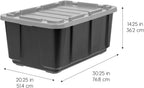 IRIS USA 27 Gallon Heavy Duty Truck Bed Toolbox Storage Tote Bins with Lids, 4 Pack - Made in USA, Tough Snap On Lockable Lid Stackable Industrial Tubs, Garage Organization Reusable Box - Gray