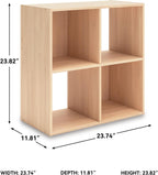 Signature Design by Ashley Piperton Contemporary 4 Cube Organizer for Storage, Fits 10.5" x 10.5" x 11" H Storage Bins, Wood, 23.82" Tall, Light Brown