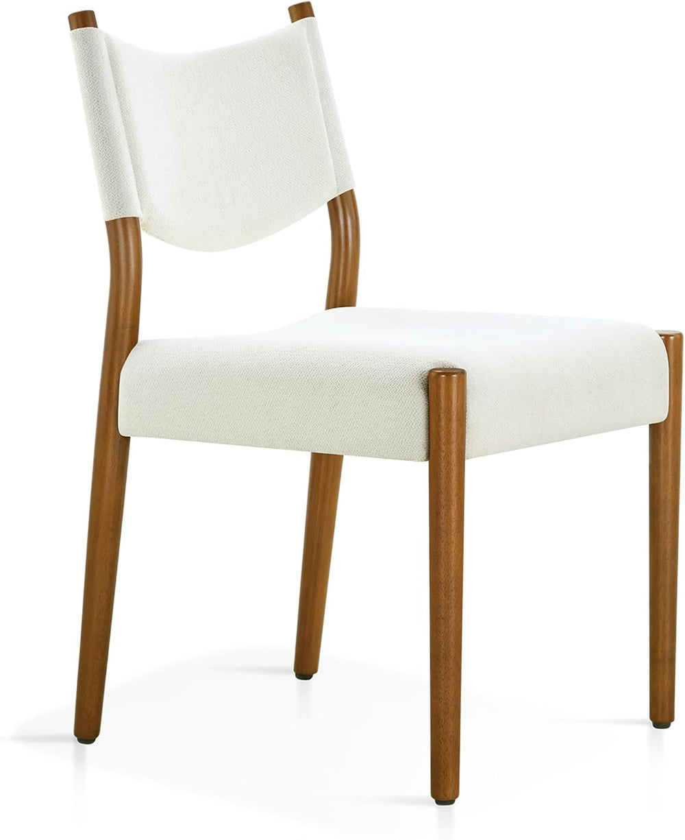 KISLOT Dining Chairs Set of 4, Ergonomic Upholstered Wood Chairs, White | Mid...